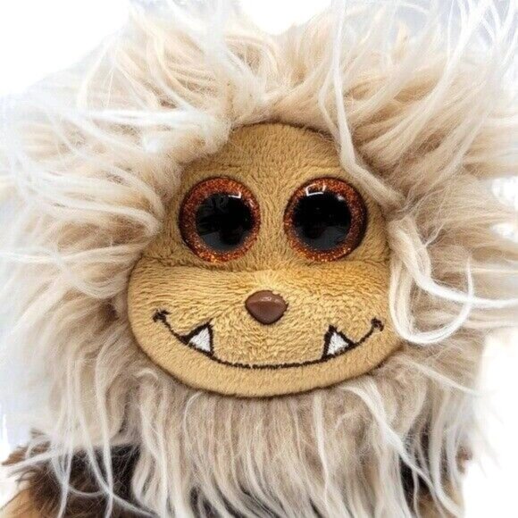 2/$15 Ty Frizzys Zinger Monster Plush Brown 8" Shaggy Glitter Eyes 2014 Beanbag - Picture 2 of 11